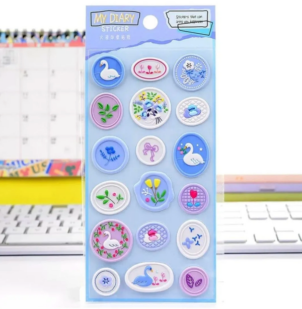 Vintage Floral & Swan Diary Sticker Sheet