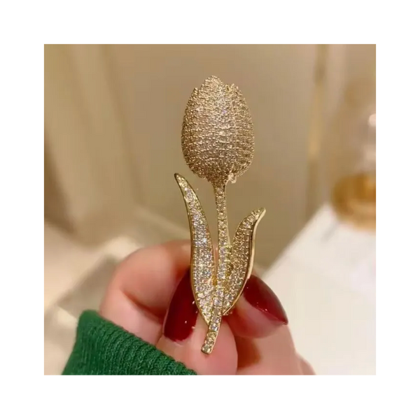 Crystal Tulip Bloom Brooch