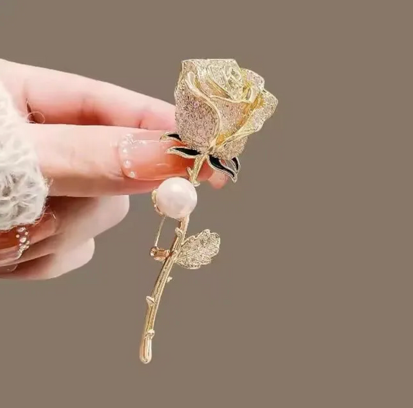 Luxury Golden Rose Brooch