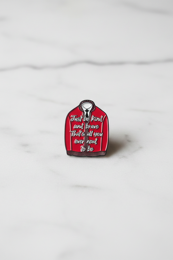 Motivational Red Sweater Enamel Brooch Pin – Inspirational Quote Lapel Badge