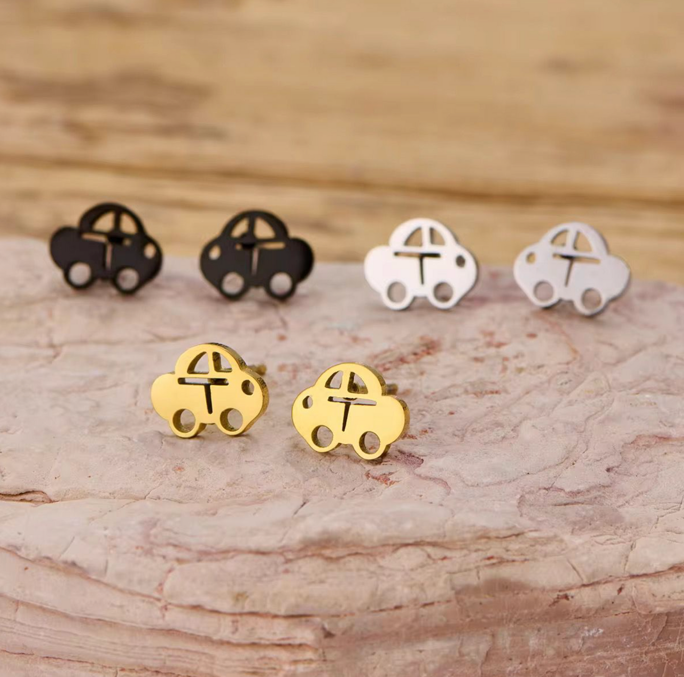 Cute Car Stud Earrings – Minimalist Stainless Steel Vehicle Earrings for Women & Girls