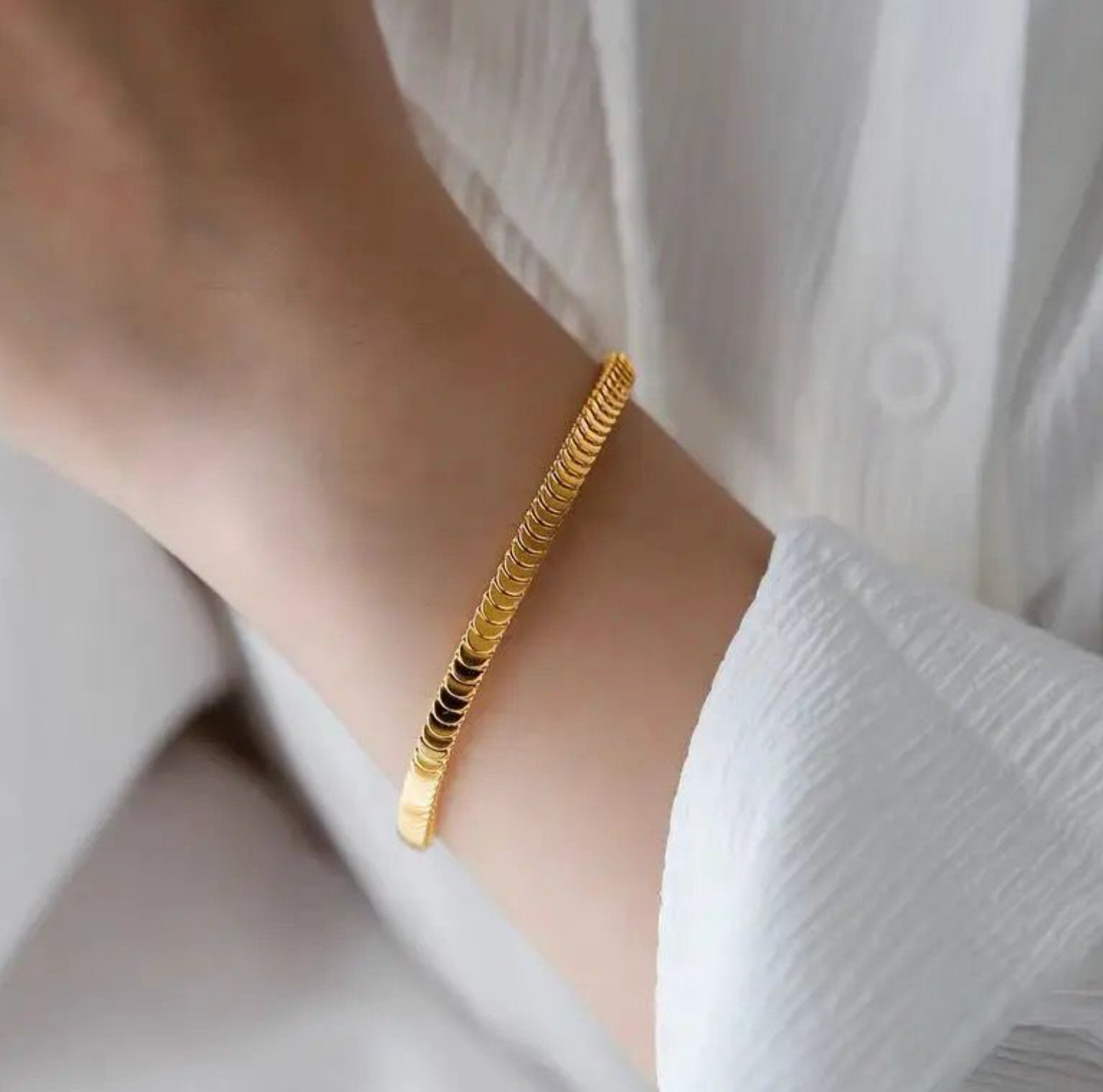 Golden Disc Chain Bracelet