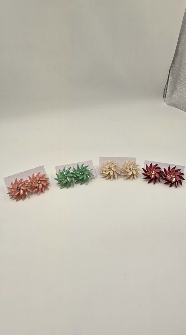 Crystal Center Floral Statement Stud Earrings for Women