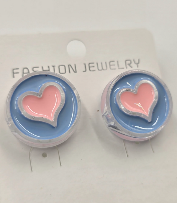 Pastel Heart Resin Stud Earrings