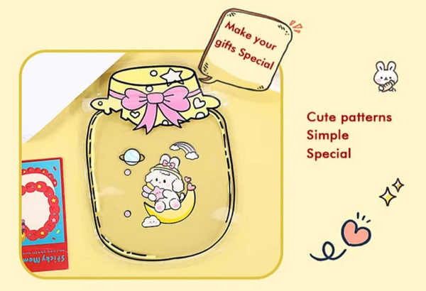 Cute Cartoon Mason Jar Ziplock Storage Bags (Pack of 5) – Reusable PE Gift & Treat Pouches