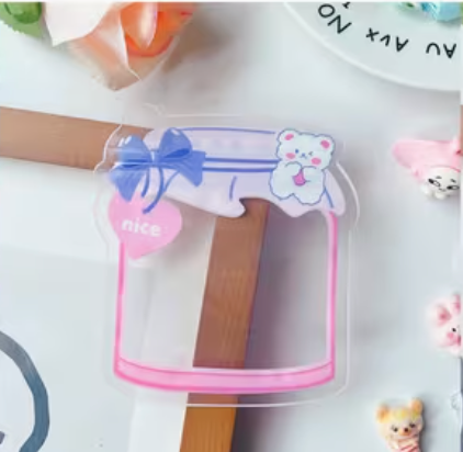 Cute Teddy Jar Shaped Zip Lock Pouch (Pack of 5) – Reusable Kawaii Candy & Gift Packaging Bags | Transparent Food Storage Pouches for Chocolates, Cookies & Party Favors