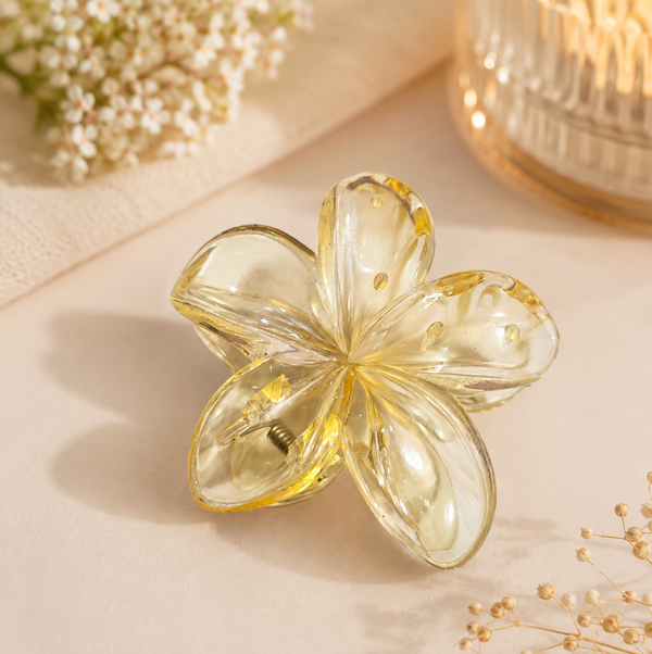 Golden Yellow Translucent Flower Hair Claw Clip