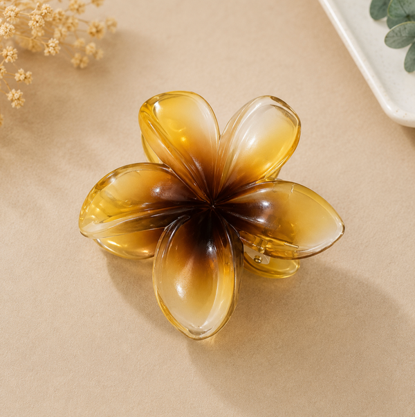 Amber Brown Flower-Shaped Hair Claw Clip
