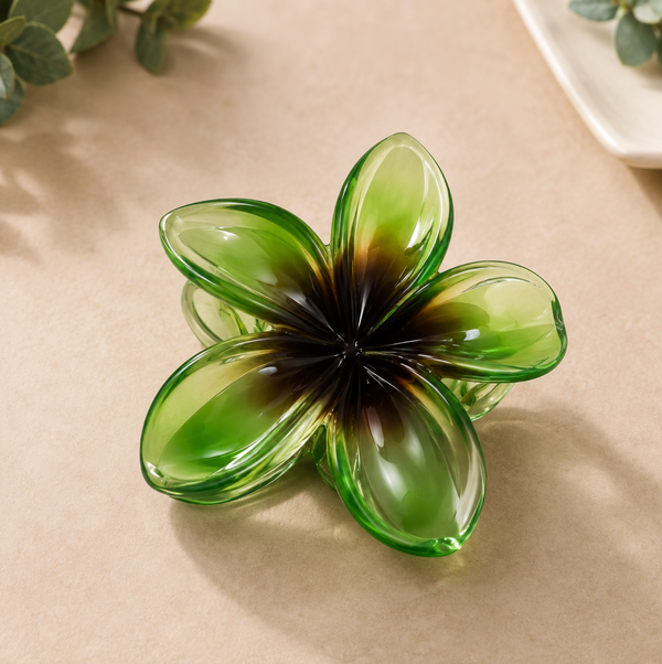 Green & Brown Gradient Flower Hair Claw Clip