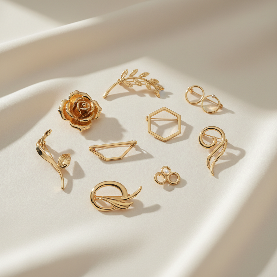 Gold Plated Brooches