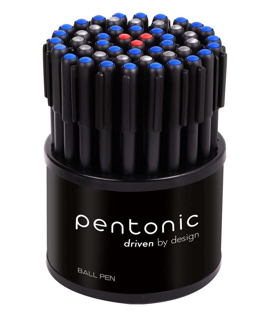 Pentonic 0.7mm Ball Point Pen Tumbler Pack | Black Body | Blue, Black & Red Ink | Pack of 50 Pens