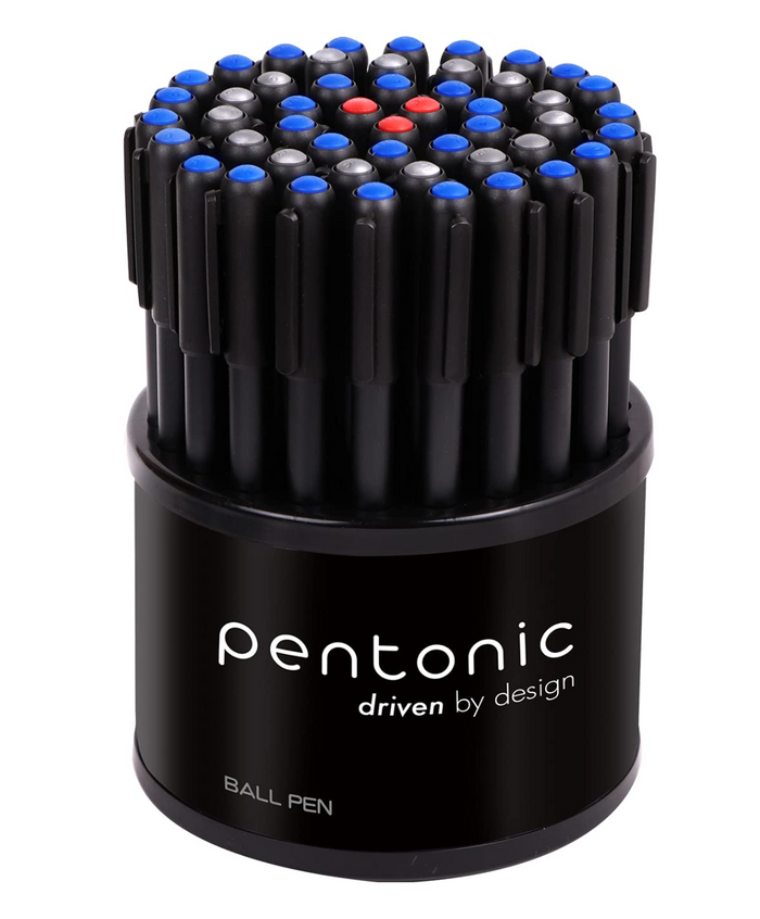 Pentonic 0.7mm Ball Point Pen Tumbler Pack | Black Body | Blue, Black & Red Ink | Pack of 50 Pens
