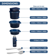 Amazon Brand - Solimo Stainless Steel Lunch Box Set (Office, School & Travel) | 3 Microwavable Containers (250ml, 400ml, 600ml), 750ml Steel Bottle, 100ml Chutney Box, Cutlery & Carry Bag – Blue