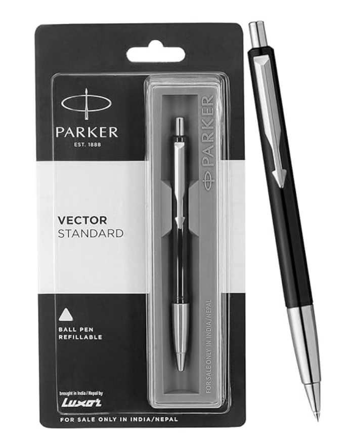 Parker Vector Standard Chrome Trim Ball Pen (Ink - Blue)