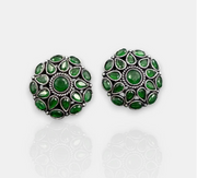 Antique German Silver Floral Stud Earrings