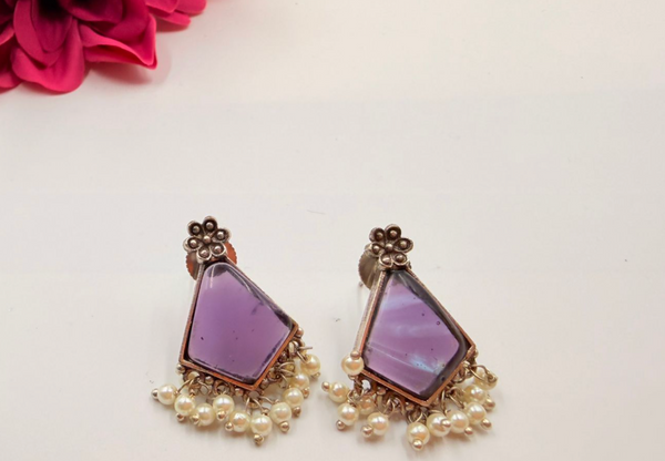 Lavender Pearl Drop Earrings