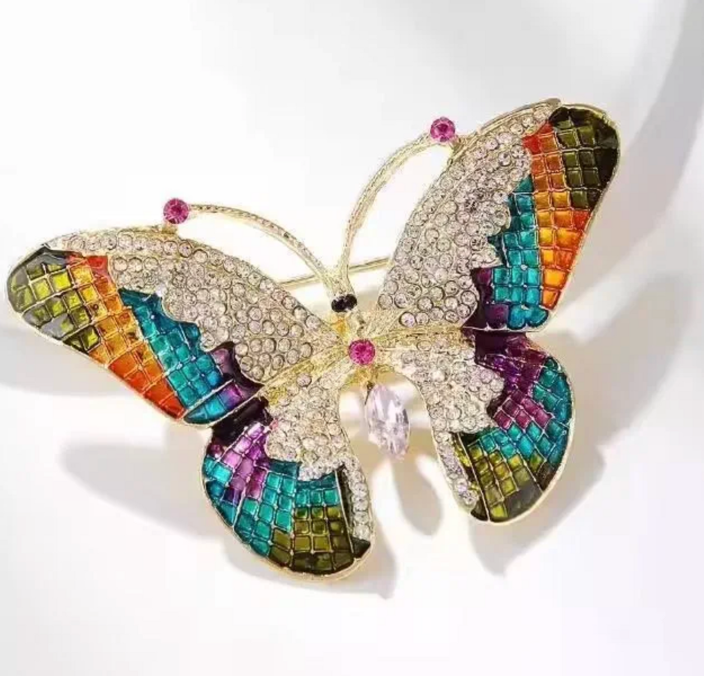 Rainbow Crystal Butterfly Brooch