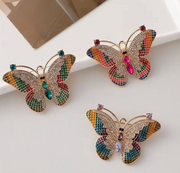 Rainbow Crystal Butterfly Brooch