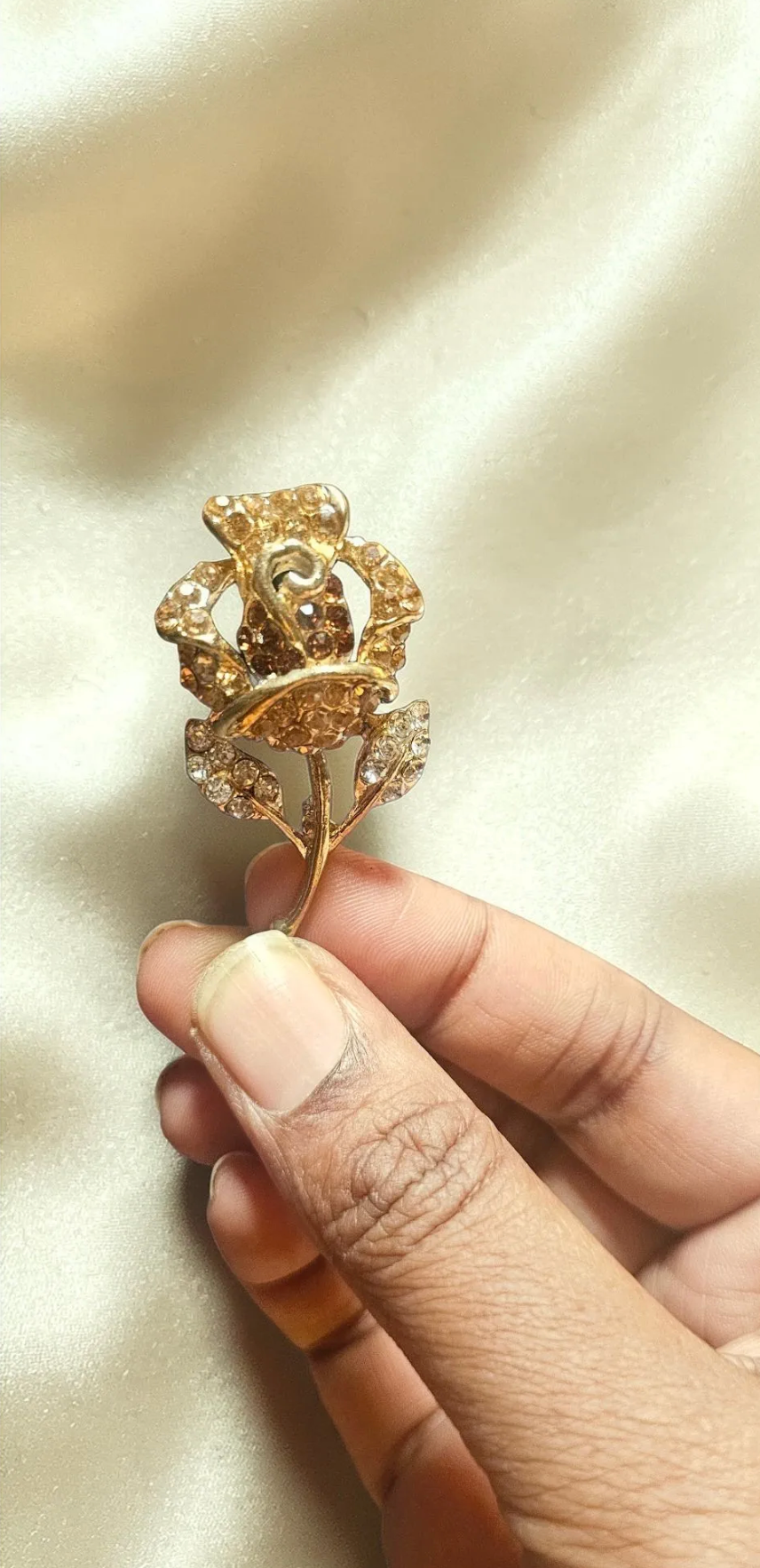 Golden Rose Crystal Brooch