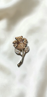 Golden Rose Crystal Brooch