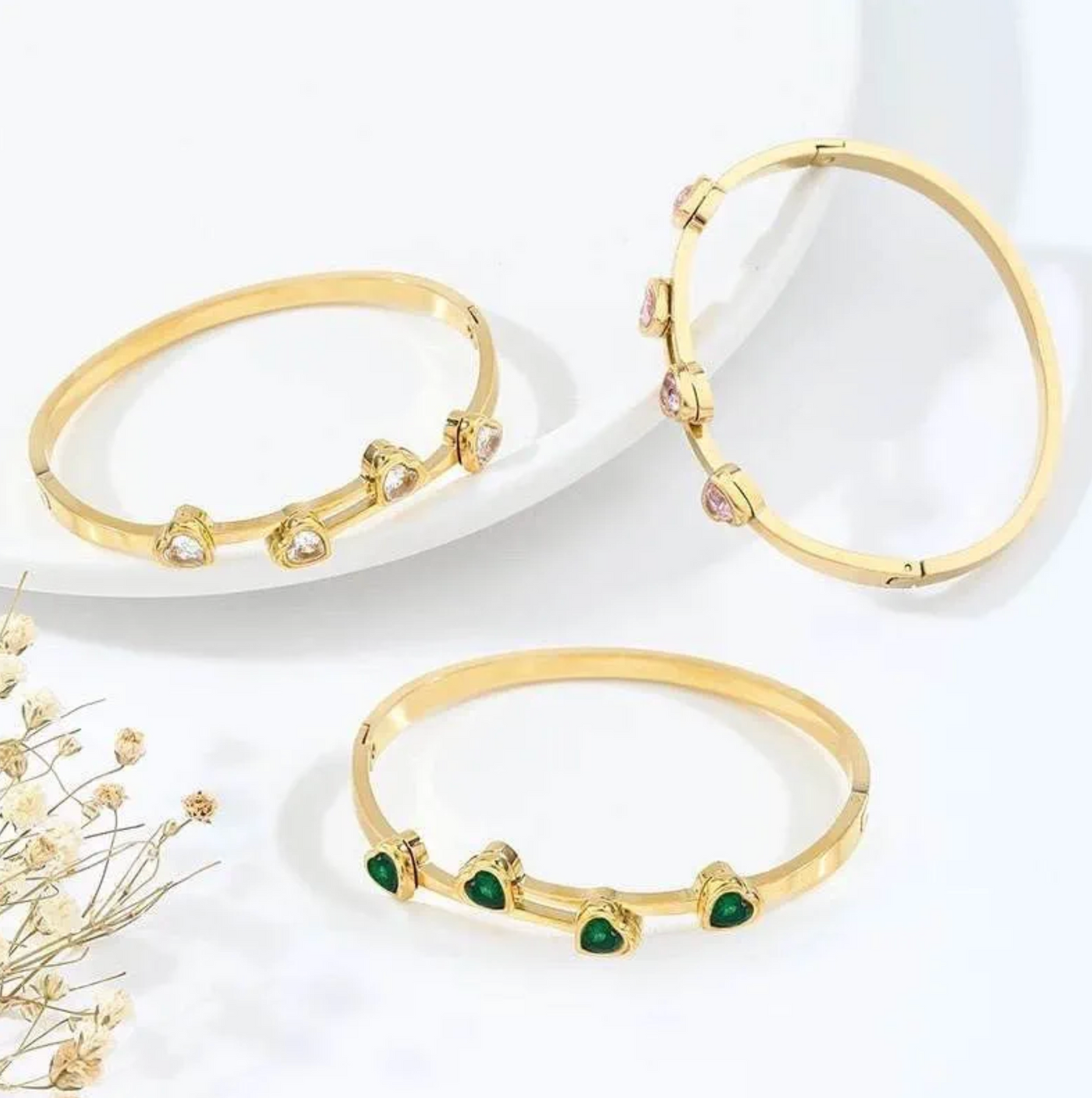 Heart Charm Crystal Kada Bracelet