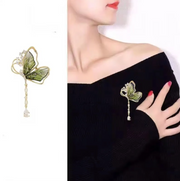 Emerald Butterfly Crystal Brooch