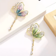 Emerald Butterfly Crystal Brooch