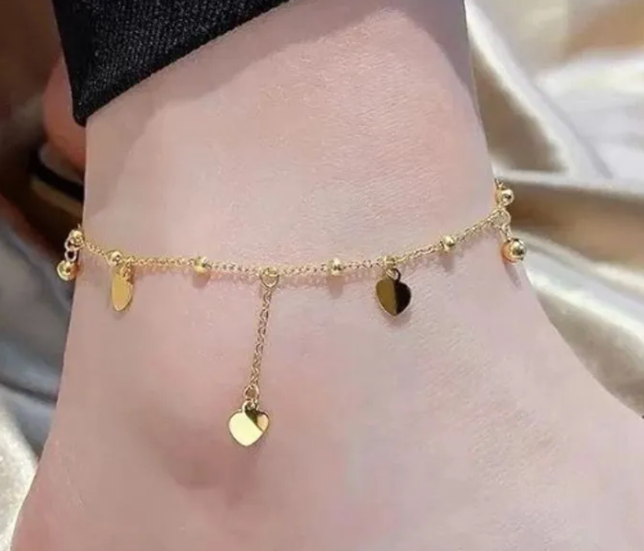 Cute Heart & Bead Anklet for Women