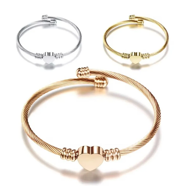 Love Heart Stainless Steel Cuff