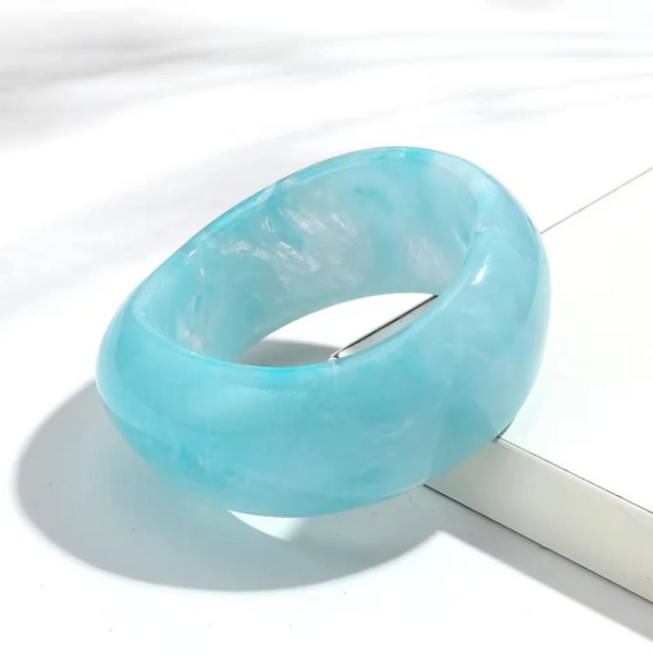 Aqua Glow Resin Statement Bangle