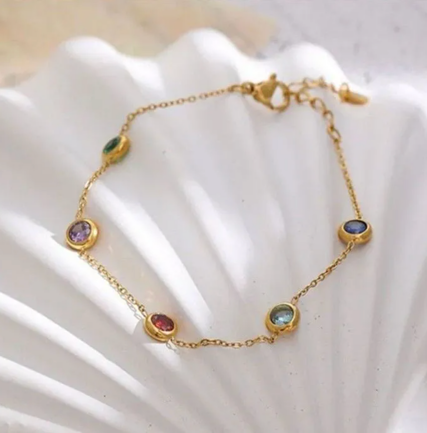 Rainbow Gemstone Charm Bracelet