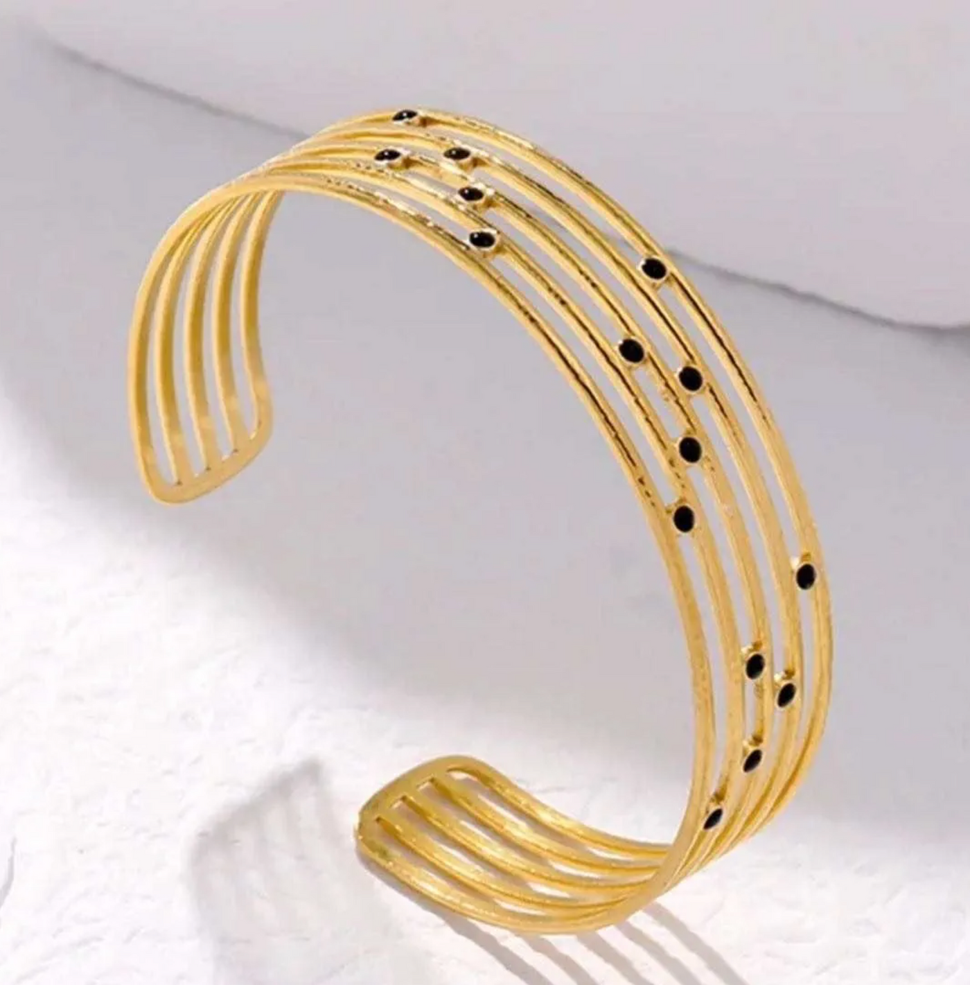 Black Dot Gold-Tone Kada