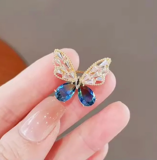 Sapphire Wings Butterfly Brooch
