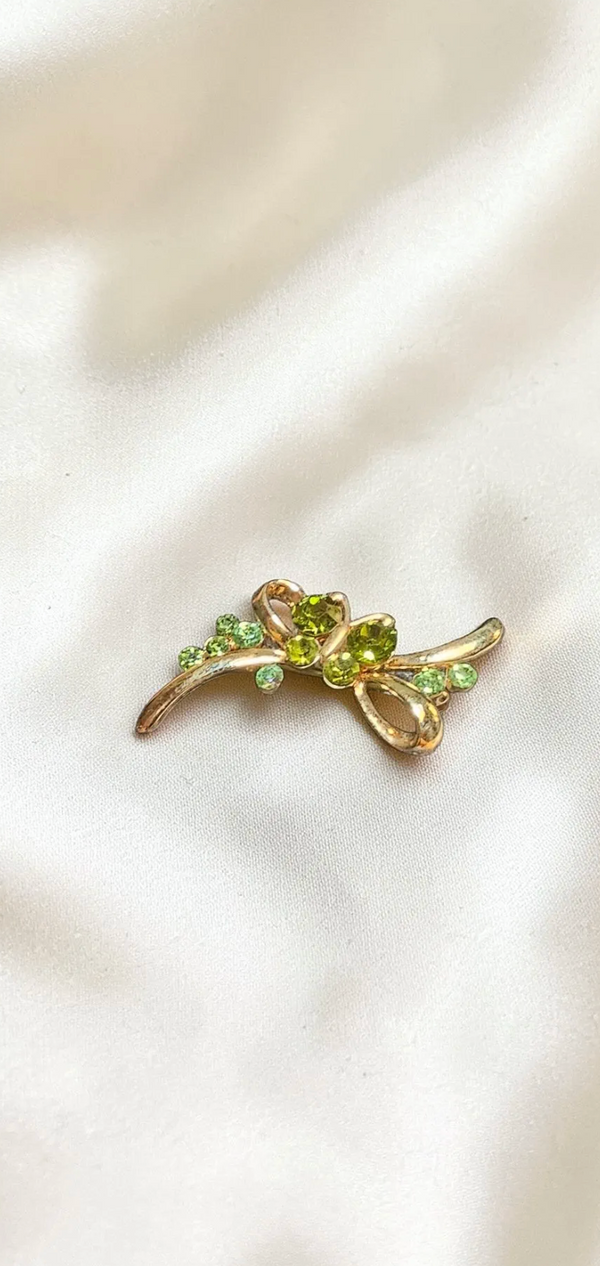 Emerald Bloom Crystal Brooch