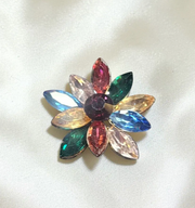 Multicolor Gemstone Floral Brooch