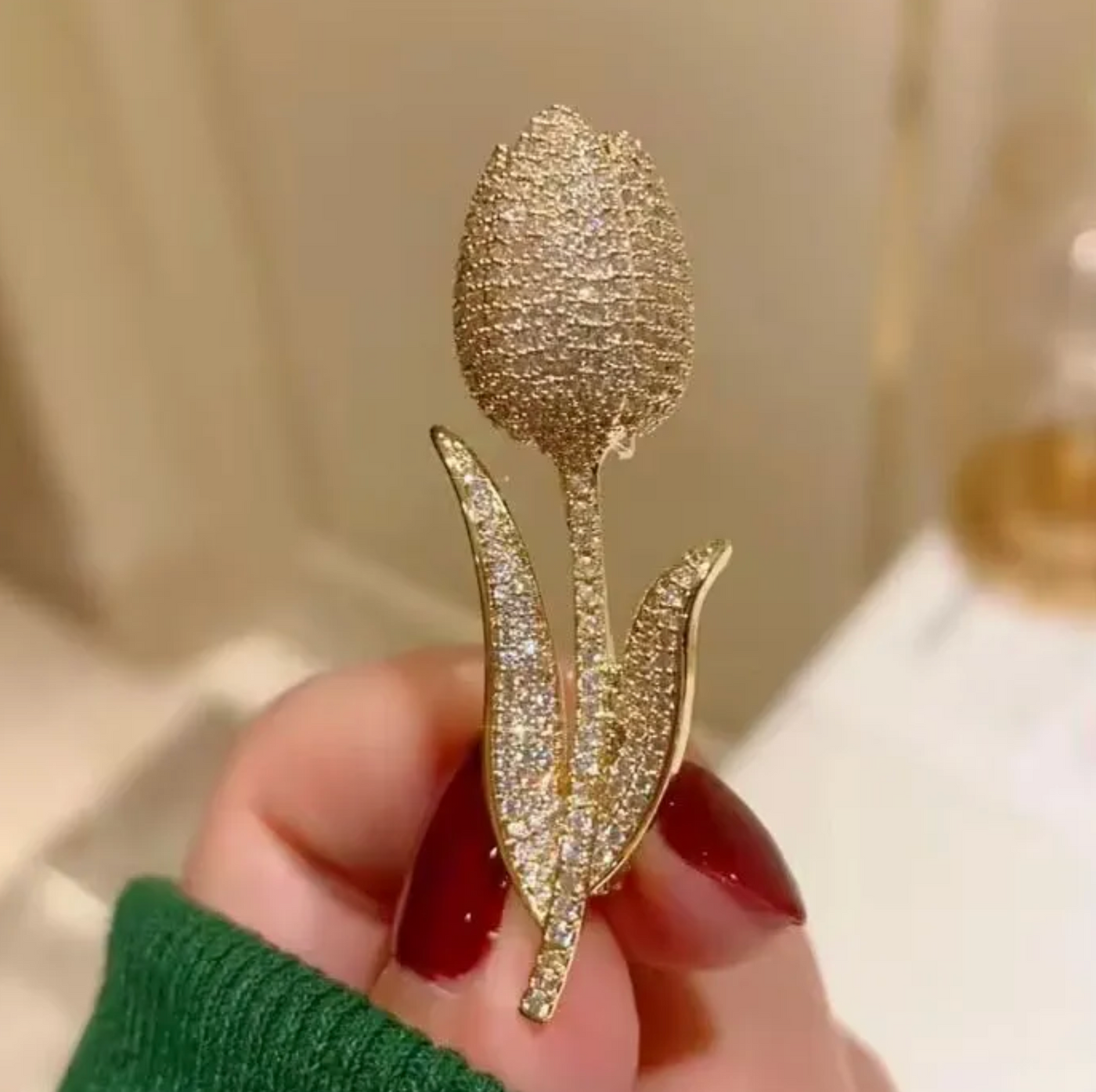 Crystal Tulip Bloom Brooch