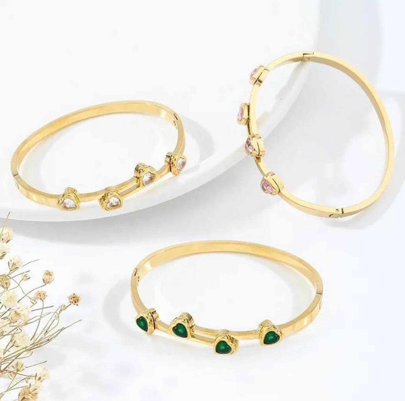 Crystal Heart Openable Kada