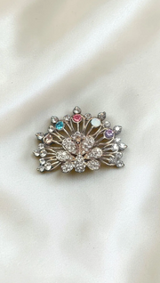 Peacock Crown Rhinestone Brooch