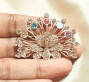 Peacock Crown Rhinestone Brooch