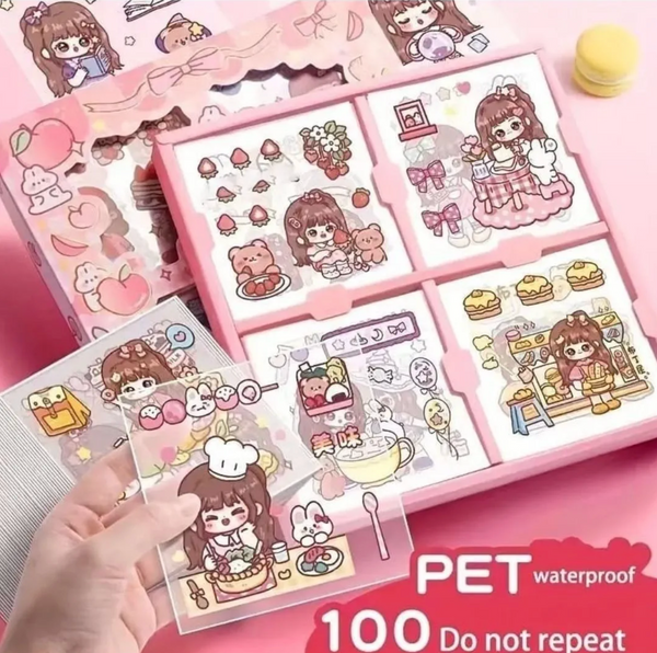 Kawaii Girl Decorative Sticker Pack – Cute Journal & Scrapbook Stickers