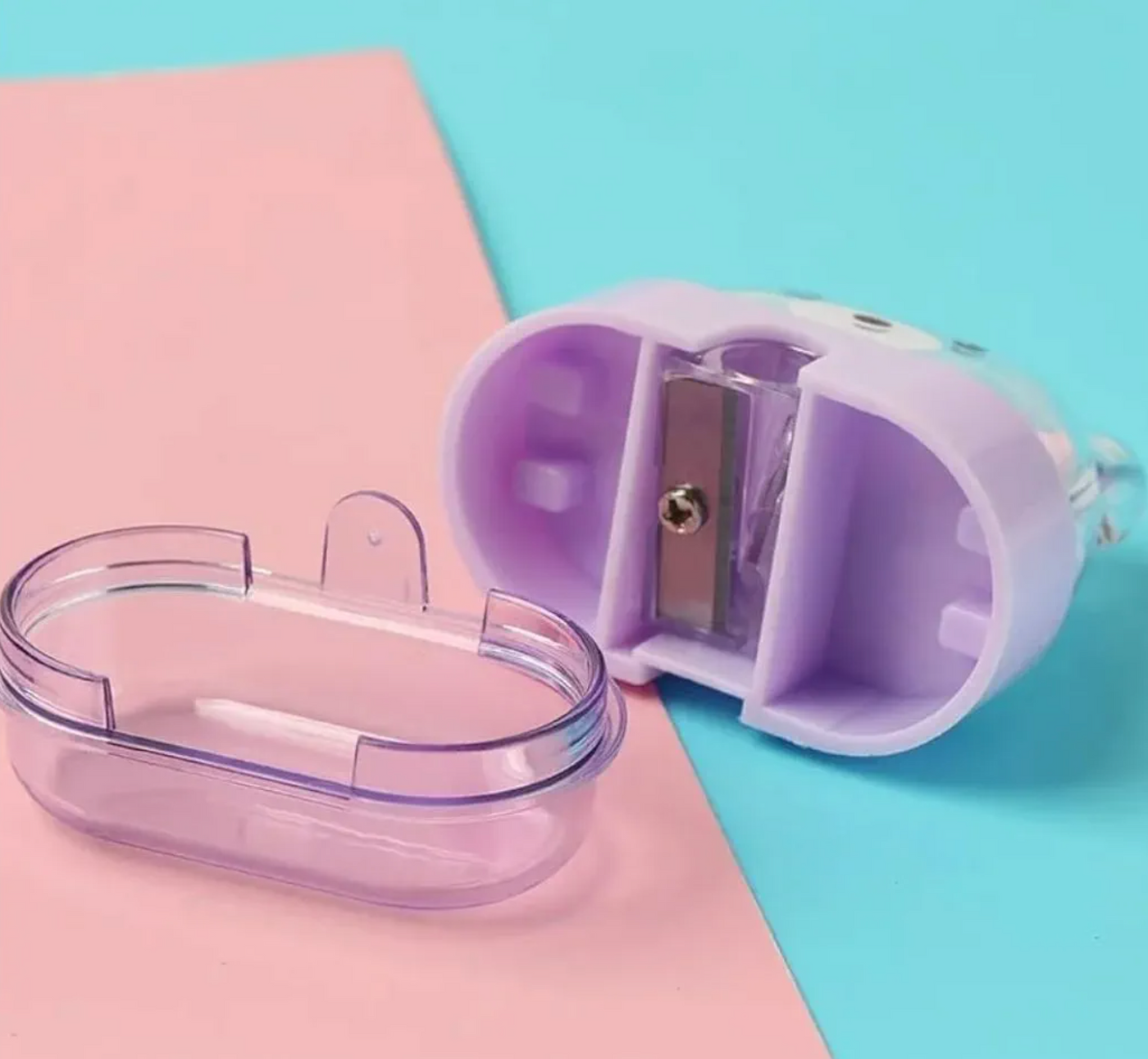 Cute Bear Double-Hole Pencil Sharpener with Shavings Container