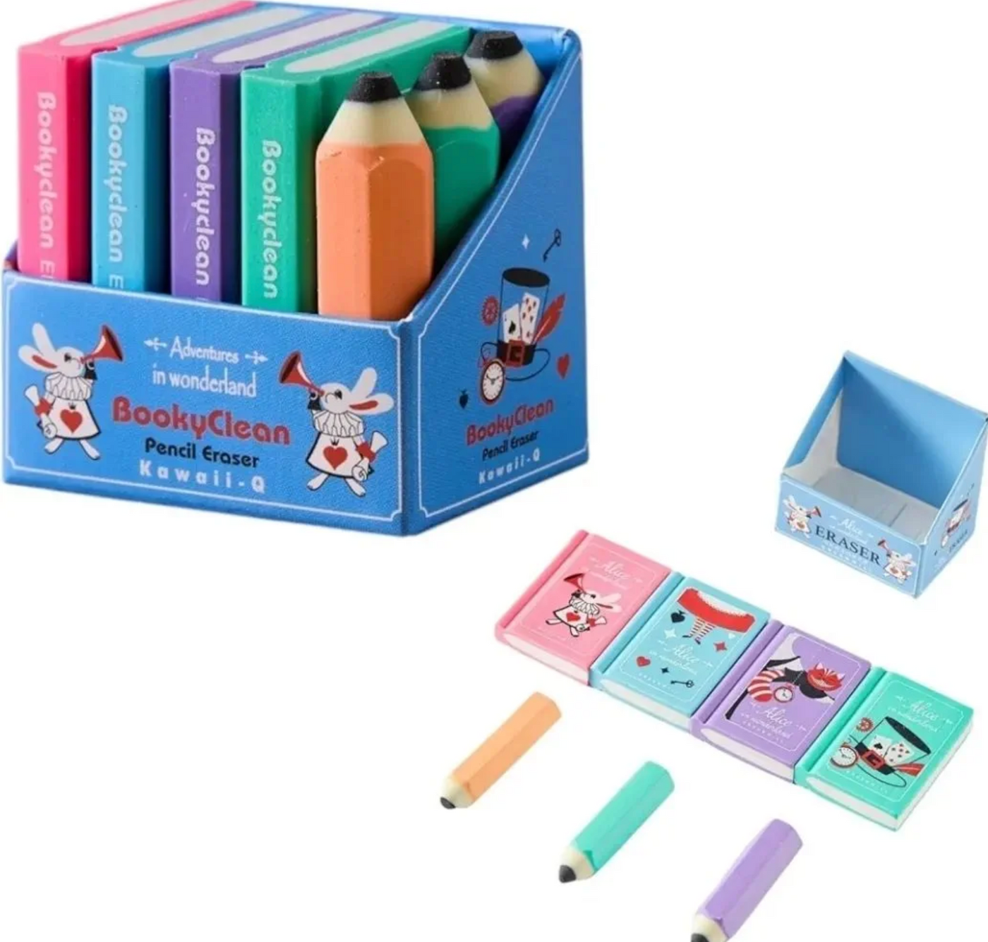 Mini Book & Pencil Eraser Set – Cute Creative Stationery Erasers