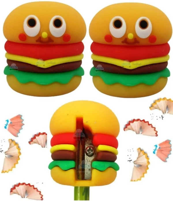 Cute French Fries & Burger Pencil Sharpener Set | Cartoon Stationery