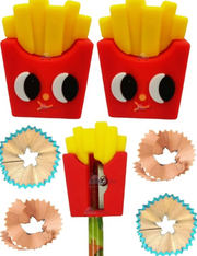 Cute French Fries & Burger Pencil Sharpener Set | Cartoon Stationery
