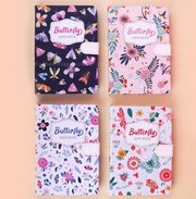 Butterfly Lock Diary Notebook | Floral Printed Journal with Magnetic Closure