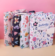 Butterfly Lock Diary Notebook | Floral Printed Journal with Magnetic Closure