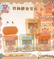 Cute Capybara Pencil Sharpener with Shavings Container | Portable Stationery Sharpener