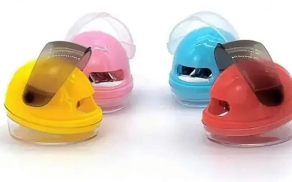 Helmet Shape Dual Hole Pencil Sharpener with Shavings Container