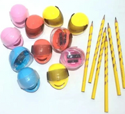 Helmet Shape Dual Hole Pencil Sharpener with Shavings Container