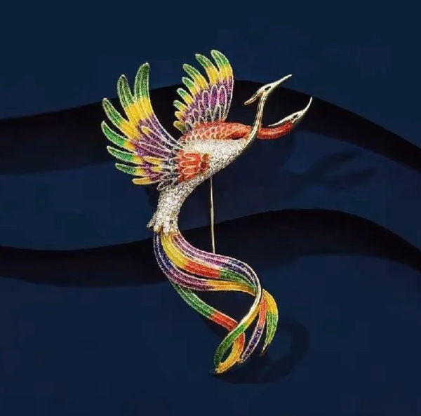 Phoenix Bird Crystal Brooch Pin